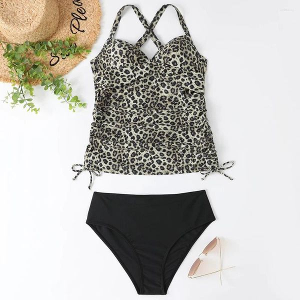 Frauen Badebekleidung Leopard Bikini Thong Bikinis Sets Drawschnell und Badeanzug zweisticht sexy Frauen Strand Baden Schwimmanzüge