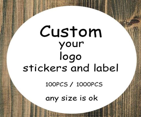 Favor de festas 100pcs adesivos personalizados stickding logotipo imprimido logotipo transparente rótulo design seus próprios adesivospersonalizados8784074