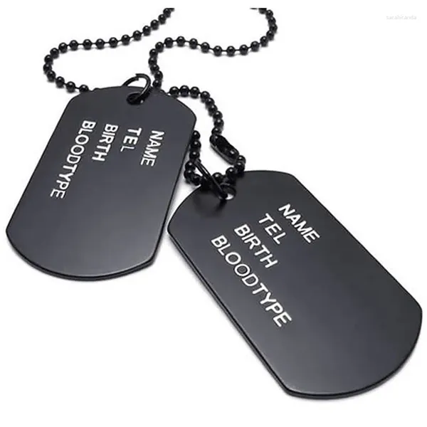 Catene catene catena da 68 cm piastrine Army Dog Tag Style League Black Jewelry Collana a ciondolo (con sacchetto regalo)