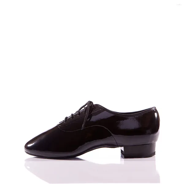 Танцевальная обувь тренировочная кроссовка мужчины латинские 2,5 см oem черная патентная кожаная сальса бальная вечеринка танцы