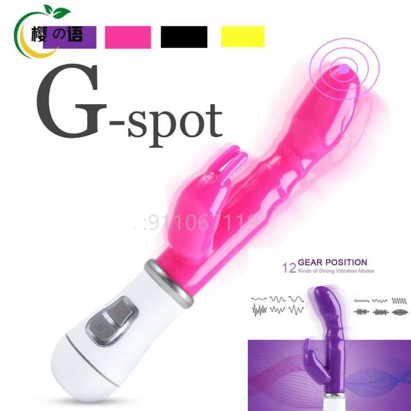 Outros itens de beleza da saúde Vibrador de coelho feminino para mulheres clitóris clitóris Estimulador de vagina 12 velocidades poderosas vibração vibração haste adulto erótico s240503