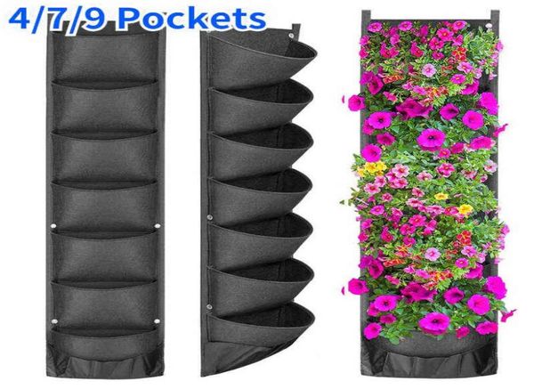 Wand hängende Garten wachsen Bag Filz Pflanzenanbau Beutel Blume Kräuter Wachsen Topf vertikaler Garten Pflanzer liefert Wandmontagetaschen H28878046