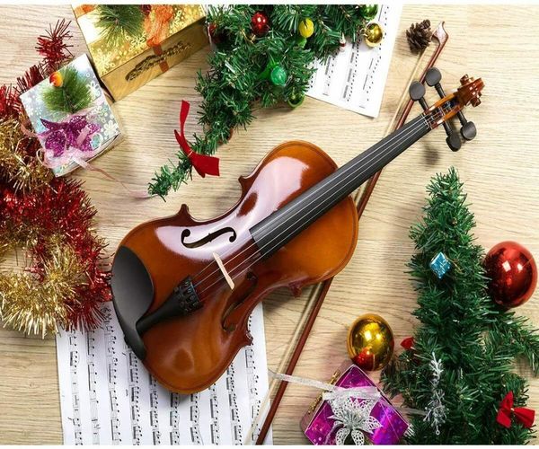 Regalo di Natale violino acustico 44 full size con custodia e rosina di prua naturale8560825