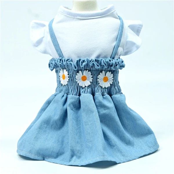 Vestido de gato de verão Denim Salia Chihuahua Yorkshire Maltese Bichon Poodle Puppy Puppy Puppy Apparel Small Dropship 240429