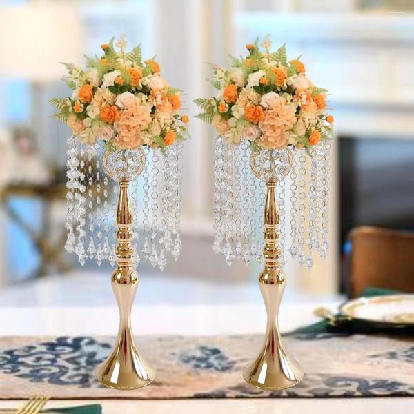 Vasi da 1-2 pezzi Flower Stand Wedding Road Cavo Talto Talto Vase in metallo lampadario per tavoli da reception