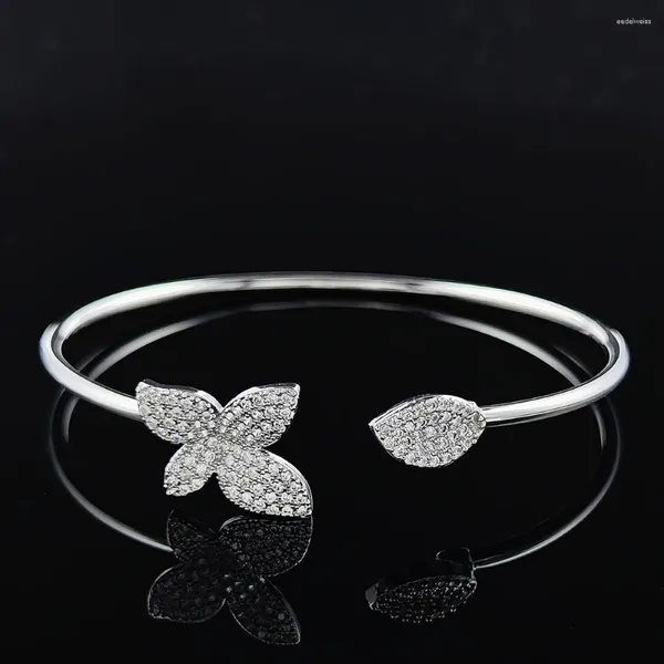 Armreifen 2024 Schmetterling Silber Farbe Prinzessin Armband für Frauen offener Jubiläumsgeschenk Schmuck Großhandel Moonso S8026