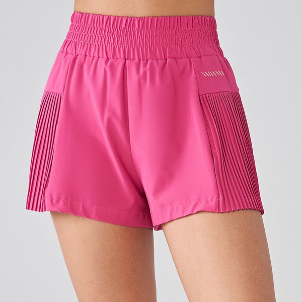 Ll ioga lateral dobra shorts esportivos soltos garotas de defesa de garotas leves de três pontos de ioga levantam calças de ginástica de corrida de quadril de quadril