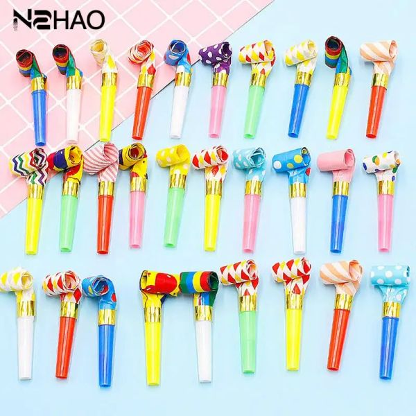 Hersteller 20/40pcs Bunte Streifen Party Blower Blowout Horn Pfeife Lärmmacher für Kinder Geburtstagsfeier Vorräte Pinata Geschenk