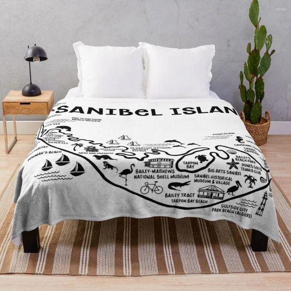 Cobertores mapa da ilha de Sanibel arremesso de soldes de gaiolas Valentine Gift Ideas mais suaves