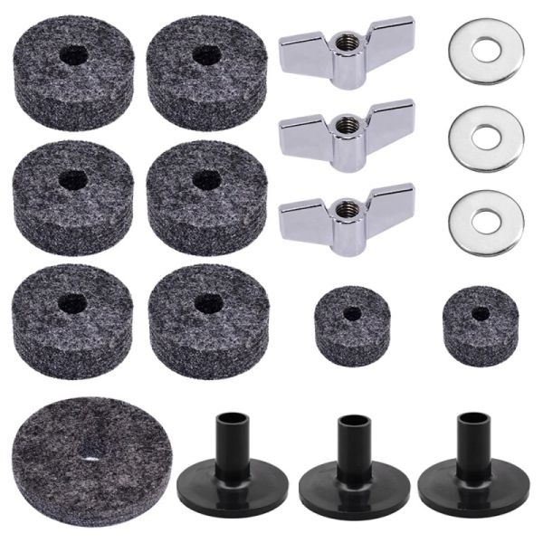 Strumenti 18pcs Accessori per tamburi Set di tamburi neri Sostituzione Felt Set Musical Strument Accessori