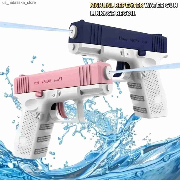 Areia brincar água diversão Glock Guns Manual de brinquedo Relay Gun Spray com haste de conexão Adequado para meninos e meninas PP Material Idade 3-6 anos Q240408