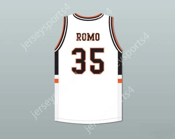 Özel Nay Mens Gençlik/Çocuklar Tony Romo 35 Burlington Lisesi Beyaz Basketbol Forması Yama Top Dikişli S-6XL