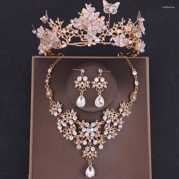 Hair Clips Luxury Crystal Crown Briurring Conjunto de shinestone Butterfly Jóias de noiva Acessórios de casamento