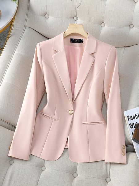 Fashion Fashion Women Blazer Formal Ladies Pink Albicon Black Black Female Long Wear Wear Coat per l'autunno Inverno 240507