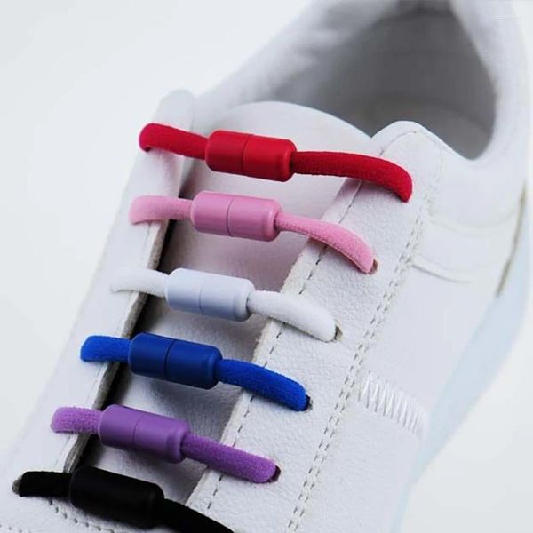 Parti di scarpe 1 coppia senza tiro cravatta ovale rotonda tondo blocco in metallo shoelace elastico per bambini per adulti sneaker lacci pigri