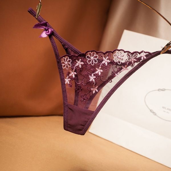 2024 Dame Unterwäsche transparent Daisy Design bequemer Schmetterling Knoten Frauen G-String-Dreieck Kurzhose Lady Unterwäsche Tanga Slye Sexy Slips Mädchen Mädchen