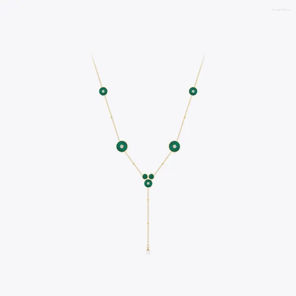 Anhänger Halskette Enfashion Peacock Green Disc Halskette mit Perle für Frauen Schmuck Trendy 18K Gold Farbe Geburtstag 233421