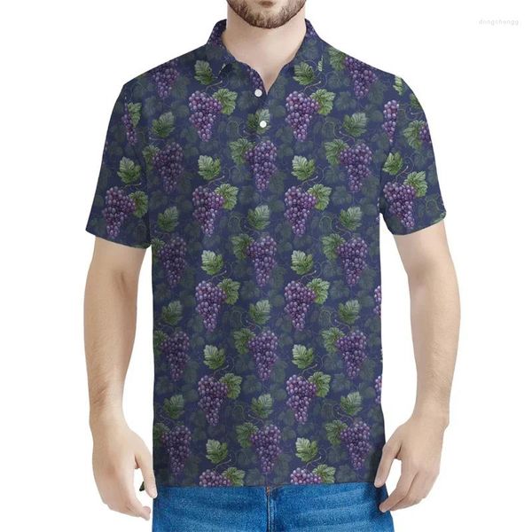 Мужской половой мультипликационный виноград 3D Print Polo Рубашка для мужчин с короткими рукавами.