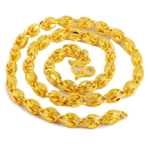 Sandoberfläche reines Messing plattiert 24 Karat Gold abgefeuertes Sandgold Halskette Vietnam Shajin Herren Halskette 266H