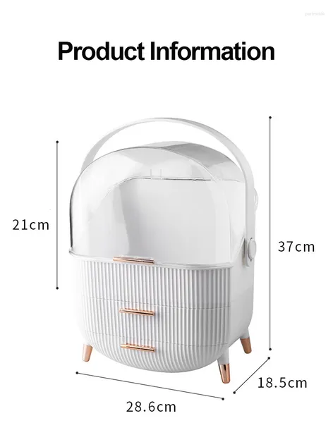 Stume di stoccaggio Tipo di cassetto multifunzionale Desktop Porta di rossetto cosmetico Box in plastica con manico e coperchio