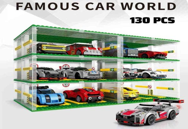 City Speed Champions Sports Cars Model Building Blocks Комплекты Creative MOC Supercar Racing Parking Lot Diy Bricks Kids Toys A9934821