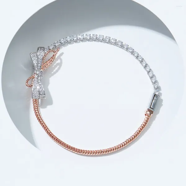 Braccialetti di fascino Temperamento dolce elegante elegante romantico arco bracciale femminile splendide accessori squisiti brillanti marchi gioielli Platinum #5