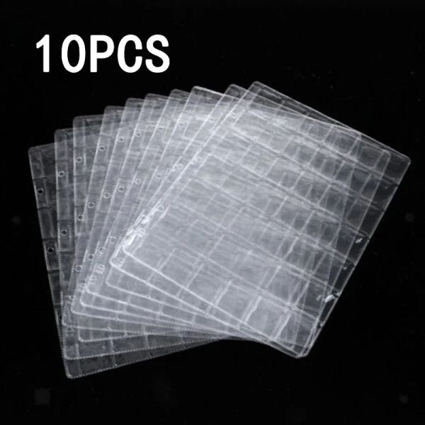 Alben 10pcs 42 Taschen Münzen Alben Seiten Münzen Sammlung PVC transparent in den Seiten 250 x 200 mm Münzen Lose Leaf