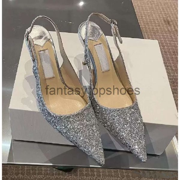 JC Jimmynessità Choo Feather Bing Pompe famose marchi Slippe Donne Adora i sandali Crystale abbellite Sandalo di sandalo ad alto tacco da donna Sandalias femminile Punta