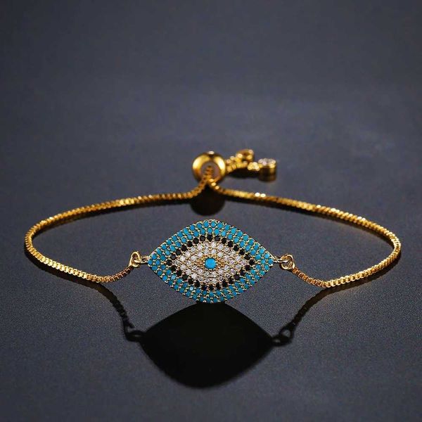 Cadeia Mafisar 2023 Trend Turkish Gold Color Evil Eye Bracelet com AAA AAA CZ