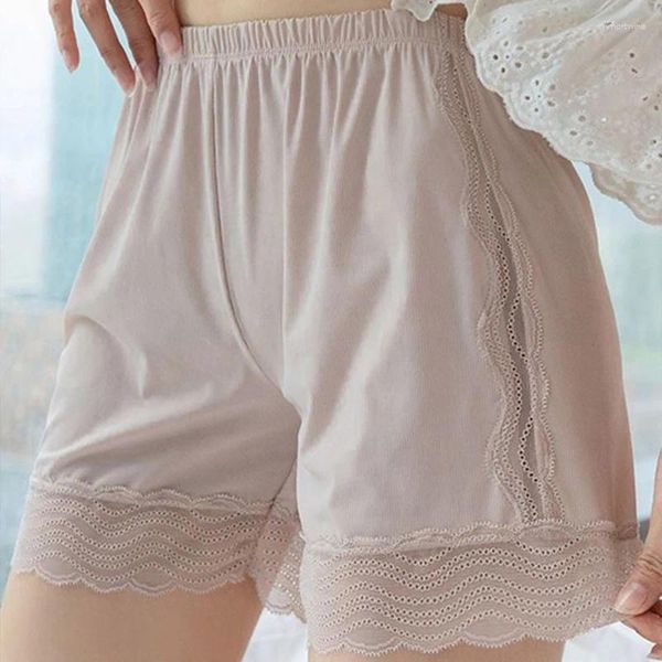 Louca de sono feminina cor sólida de estilo feminino de renda de pijama embelezado shorts caseiros confortáveis ​​de segurança não deslizante