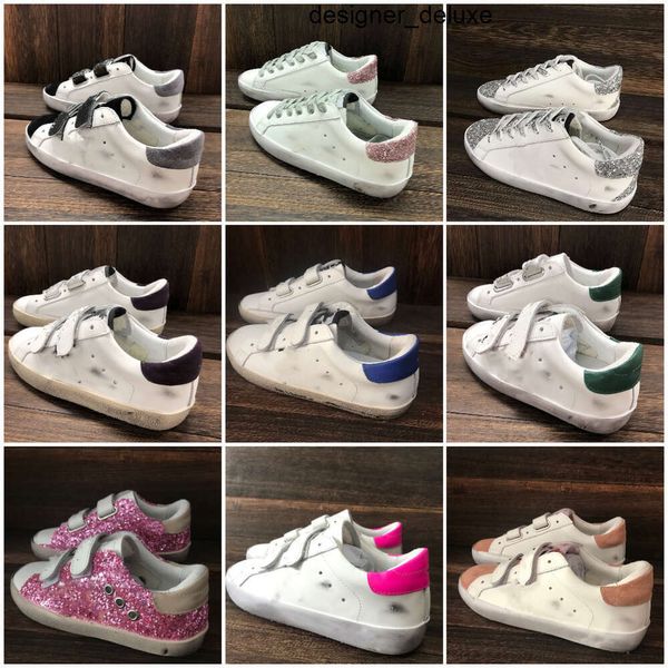 Италия Deluxe Baby Boy Girl Sneakers Super Ball Star Shoes Sequin Классические белые кожа