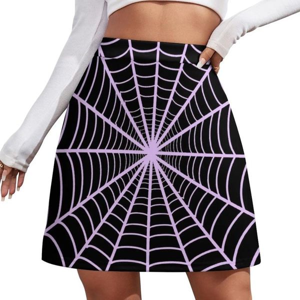 Röcke Pastell Purpur Spiderweb Minirock elegante Kleider für Frauen Frau süß