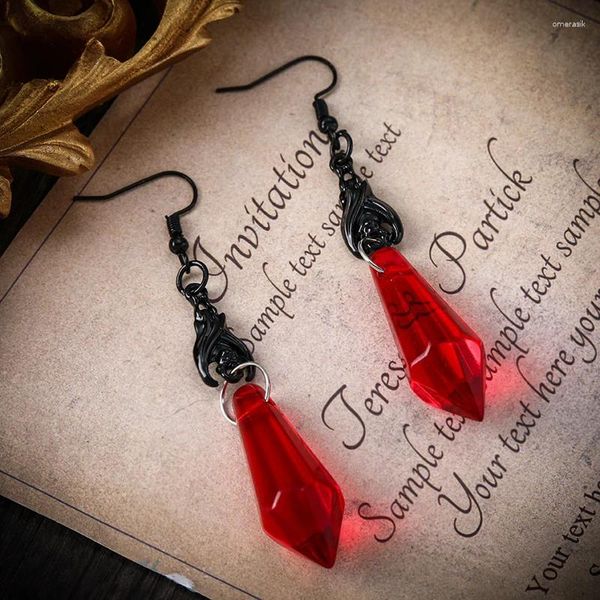 Orecchini a pennaglietta Nera Vintage Bat rosso Funto Fronte Cristallo Regalo gotico per le donne amanti Halloween