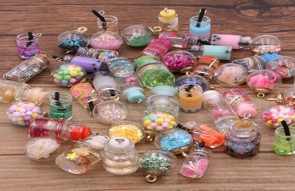 10pcs 830 Styles Mix Glasflaschen Milch Tasse Ball Ohrring Charms DIY Erkenntnisse Keychain Armbänder Anhänger für Schmuck Making6732390