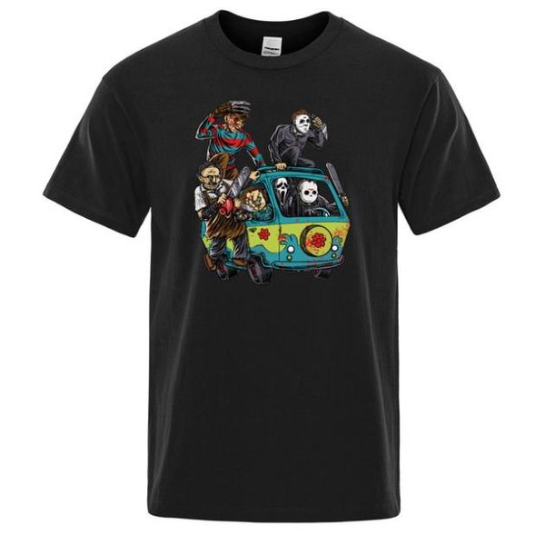 Maniac Park Movie Movie Theme Park Jason Clown видела топы Mens Mens Halloween Смешные футболки для летних с коротким рукавом Men Tshirt2629200