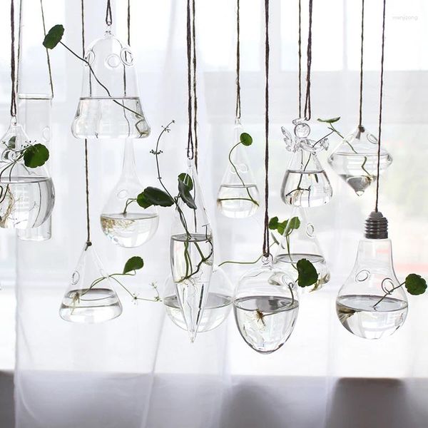 Vasen kreative hängende Kunstglas Vase transparente Blumenflaschen Hydroponische Systeme für Heimleben Garten Balkon Dekoration