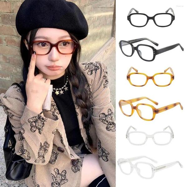 Óculos de sol corea retro leopardo moldura Mulheres sem maquiagem Estilo de estrela Men Anti-azul EyeGlasses Frames