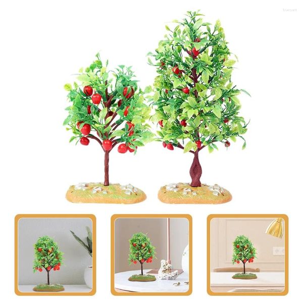 Dekoratif Çiçekler 2 PCS Sahte Ağaç Meyve Modeli Miniatür Simülasyon Modelleri Mikro Peyzaj Zanaat Dekoru