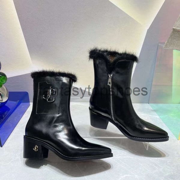 JC Jimmynessity Choo Boots High denim mavi sivri kadın ayak parmağı topuklu topuklu kızlar için pist günlük ayakkabı