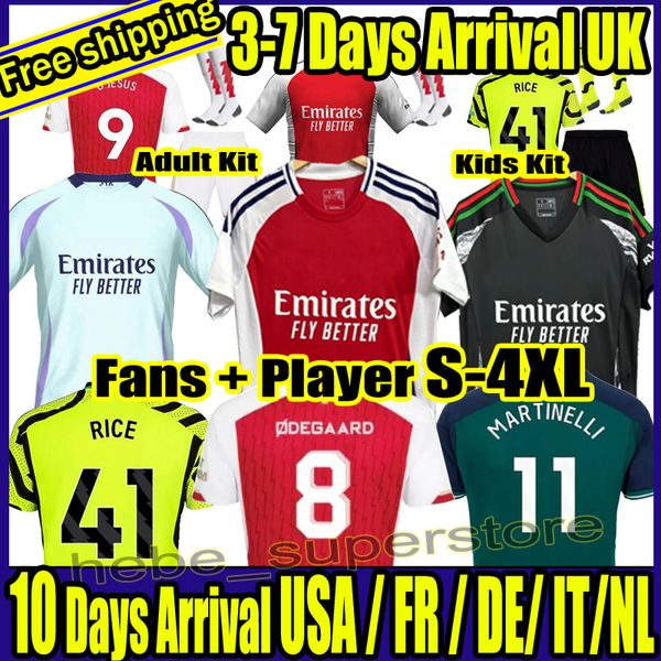 S-4XL 2023 24 25 G.Jesus Saka Havertz Rice Soccer Jerseys Ian Wright Smith Rowe Odegaard Martinelli Nketiah Football Kits Men Men Kids Retro 1982 88 89 91 92 94 96 98