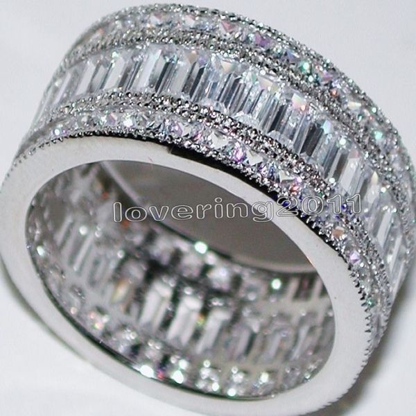 Choucong Full Princess Cut Stone Diamond 10KT Weißgold gefülltes Verlobungs Hochzeitsband Ring Set SZ 5-11 Geschenk 258y