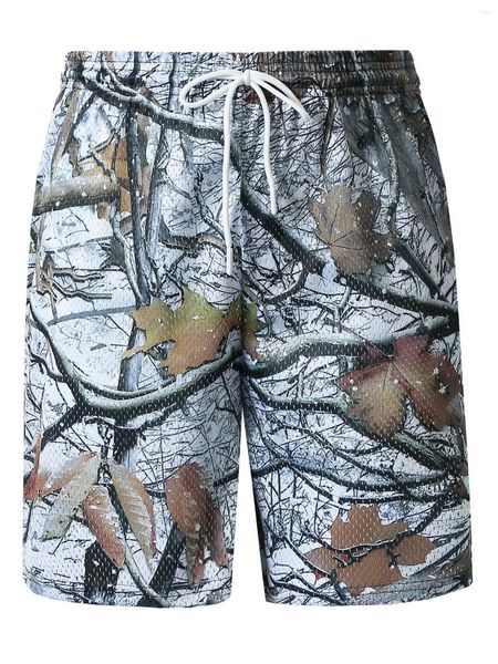 Shorts maschi Summer Mesh Flitness Fitness Basketball Allenamento in esecuzione casual Essiccazione rapida Blocco Blocking Ancient Style Plant Stampa Sh