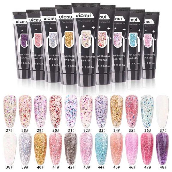 Gel unghie da 15 ml estensione glitter acrilica paillettes rapida edificio poli per prolungo di dito prolunga strumento di manicure q240507