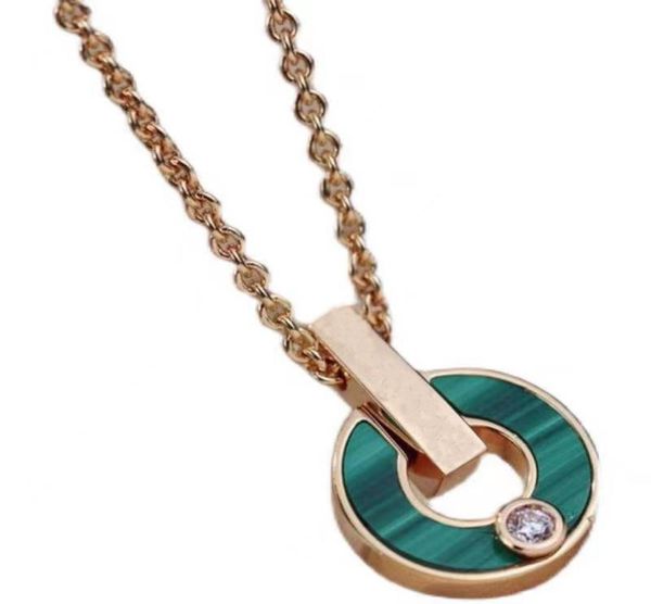 Collana di diamanti della moda di lusso classico Baojia Motherofpearl Round Green Pendant Design Gioielli Original Packaging Box 6187044
