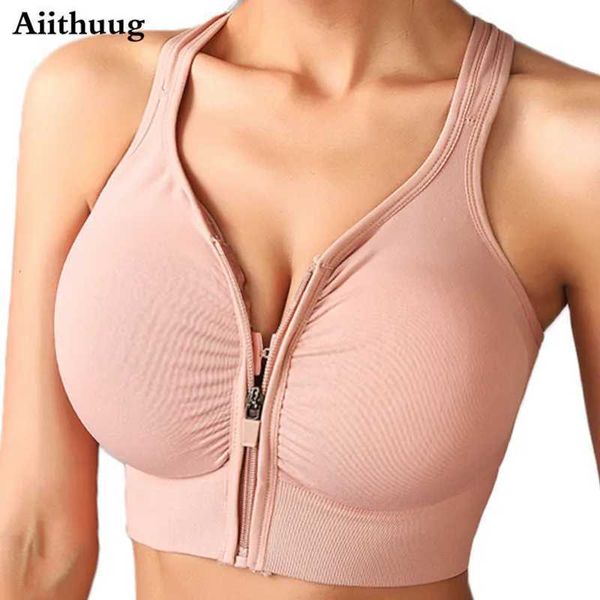 Roupa íntima ativa Aiithuug High Impact Sports BRA PARA MULHERES VENÇÃO CRUNTO FRONT CRUNTA VENÇÃO BRASS BRAS BRAS RUNCIONAR BRA DE YOGA COM ZIPPER D240508