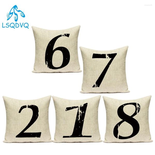 Kissen arabische Ziffern Zahlen Dekorative Wurfabdeckungspolyester für Sofa Wohnkultur Capa de Almofadas
