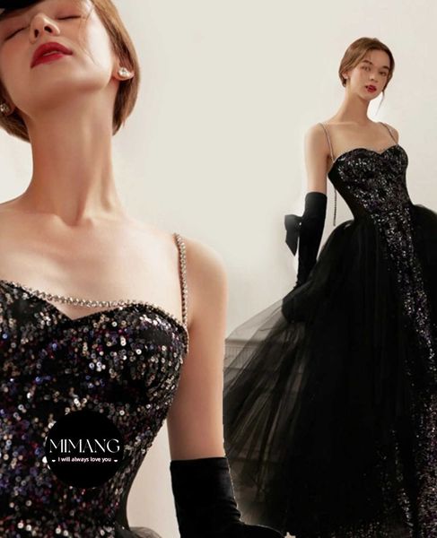 'Shining Star River' Black Evening Dress Party Bankett Meeting Bühne Performance Hochzeitskleid