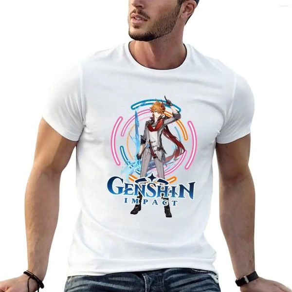 Polos maschile Genshin Impact x Tartaglia T-shirt Tops Boys Stampa animale Funnys Mens Tall T-Shirts