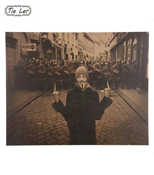 1 PCS FASCIE Kraft Paper Adesivo da parete Vintage V per Vendetta Poster Geek Trama Retrò Retro DECORE2143353