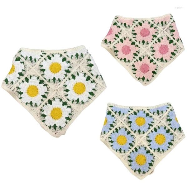 Schals häkeln Hohlout Haarschal Haarband für weibliche Kopftuch Blume Kerchiefs Stirnbänder Headwap Travel